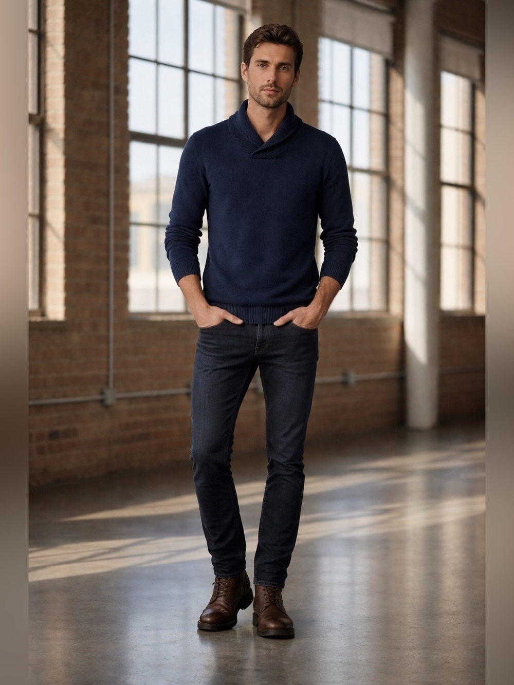 John Varvatos USA Luxe Navy Knit Pullover size L men’s